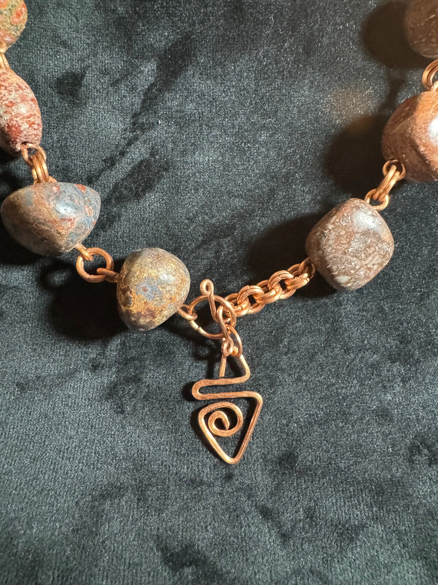 Leopard Skin Jasper & Aragonite Chunky Chain and Bracelet Set
