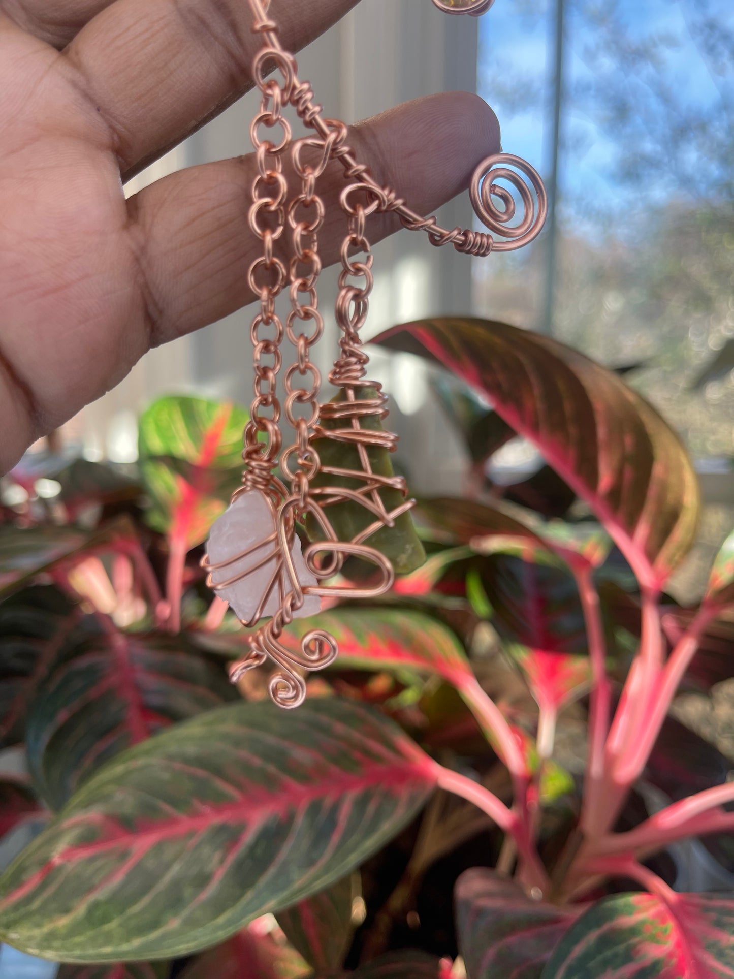 Rose Quartz, Citrine & Jade Charm Ear Cuff