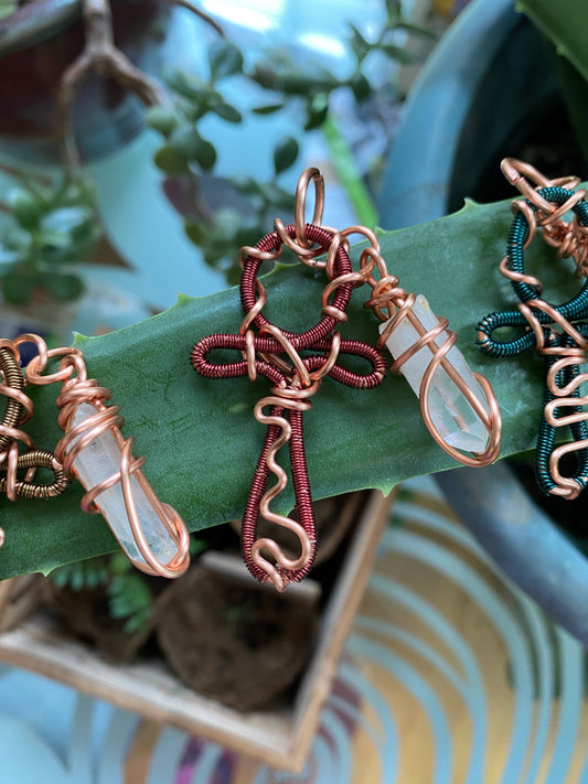 Burgundy Ankh & Quartz Chain