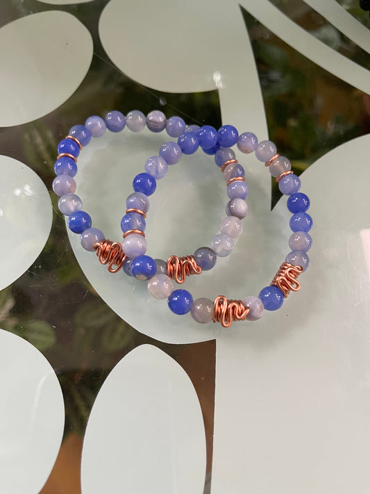 Blue Chalcedony Beaded Bracelet