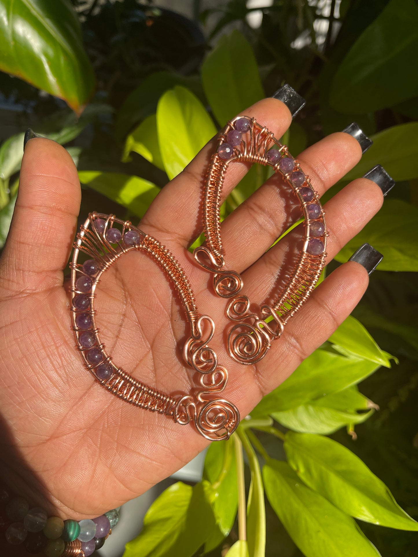 Beaded Amethyst Ear Cuffs