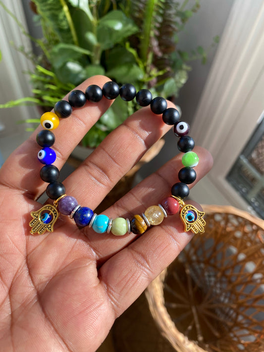 7 Chakra Hamsa Evil Eye Protection Bracelet