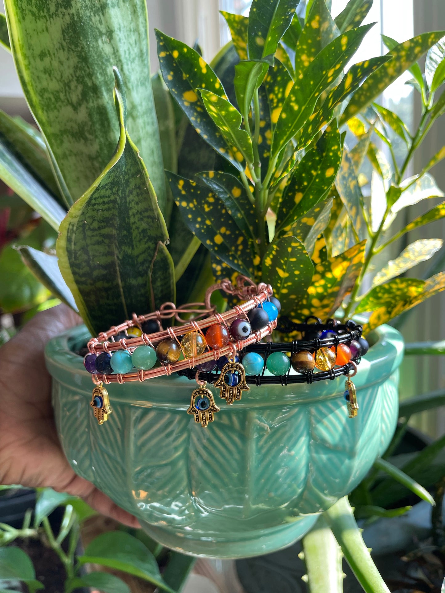 Seven Chakra Hamsa Cuff