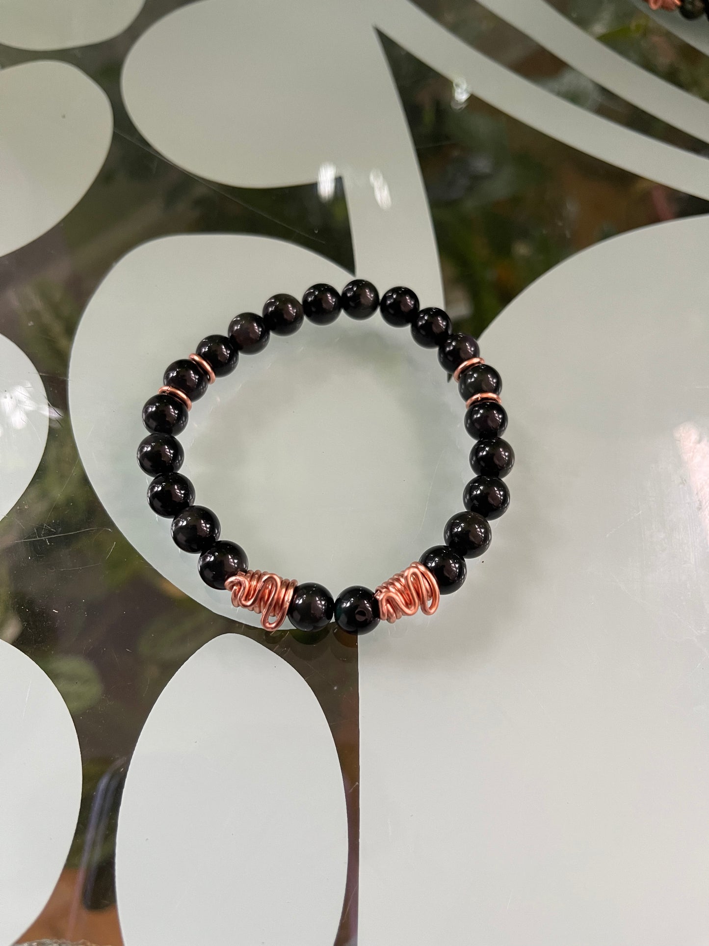 Black Agate Beaded Bracelet