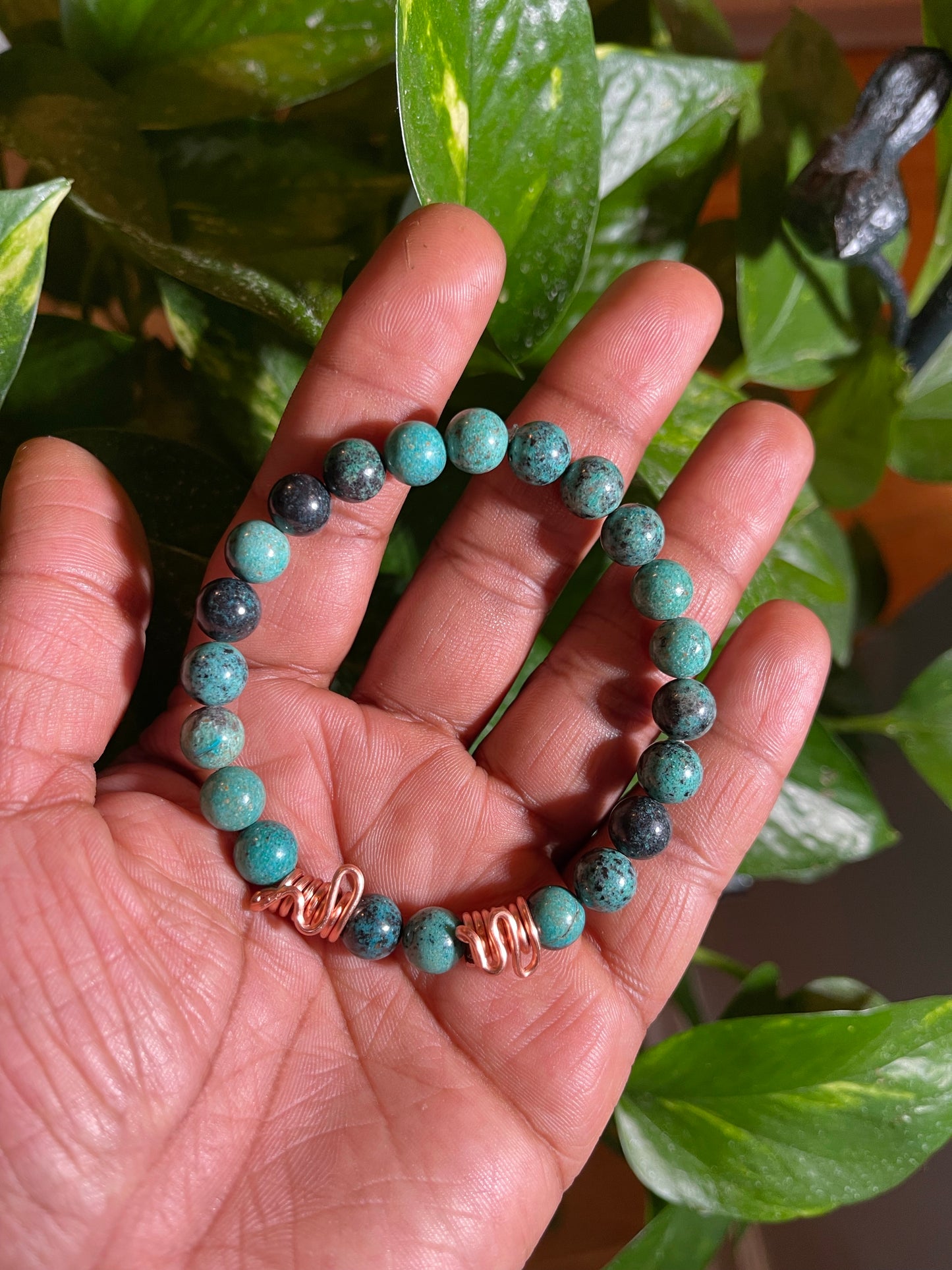 Deep Green Chrysocolla Beaded Bracelet