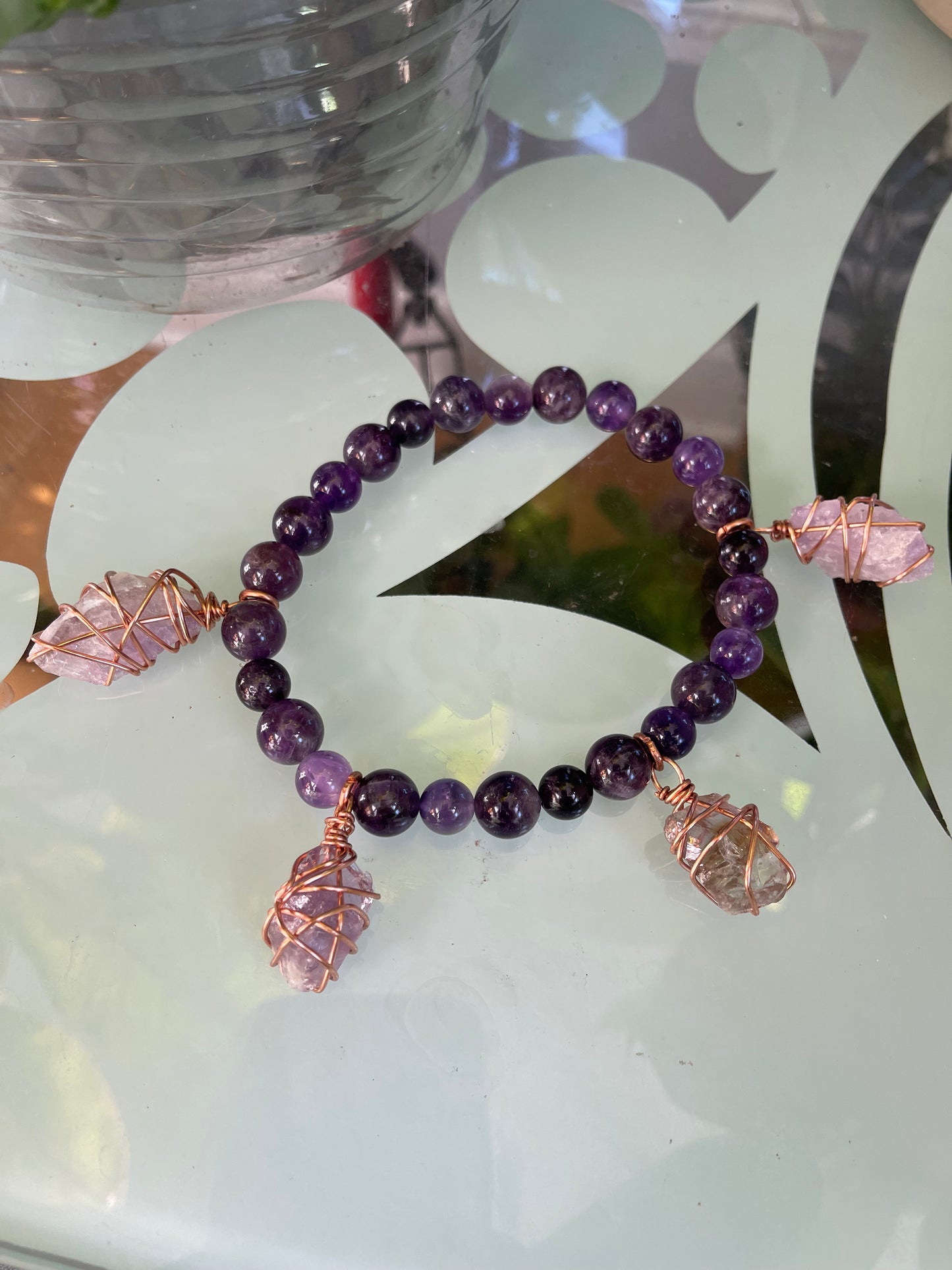 Amethyst Beaded Charm Anklet