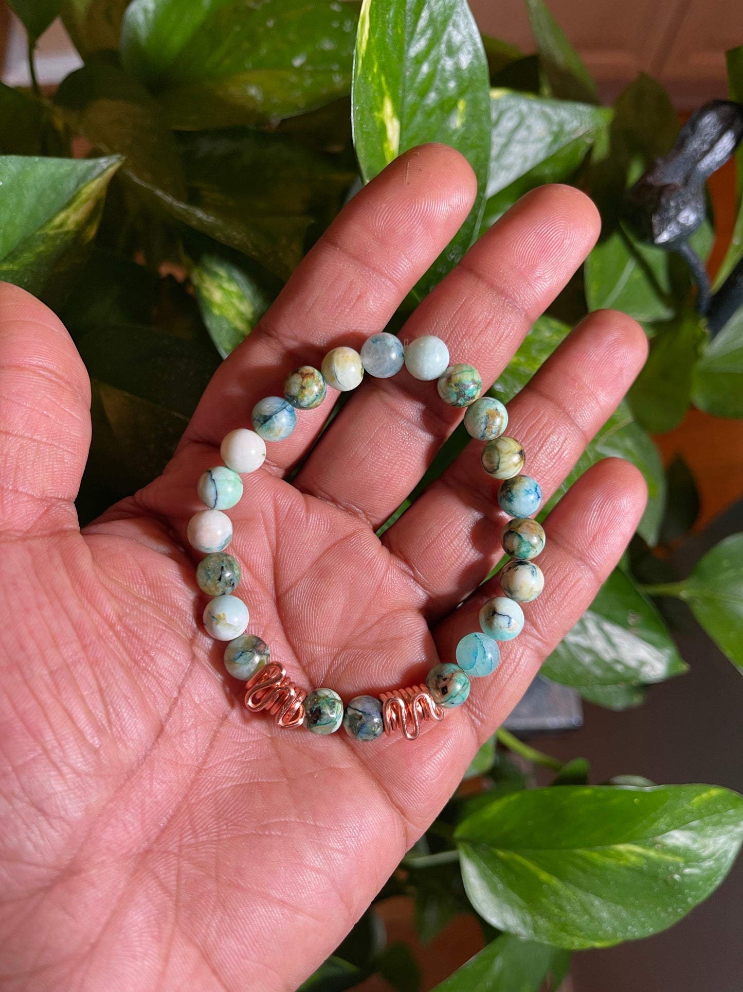 Chrysocolla Azurite Beaded Bracelet