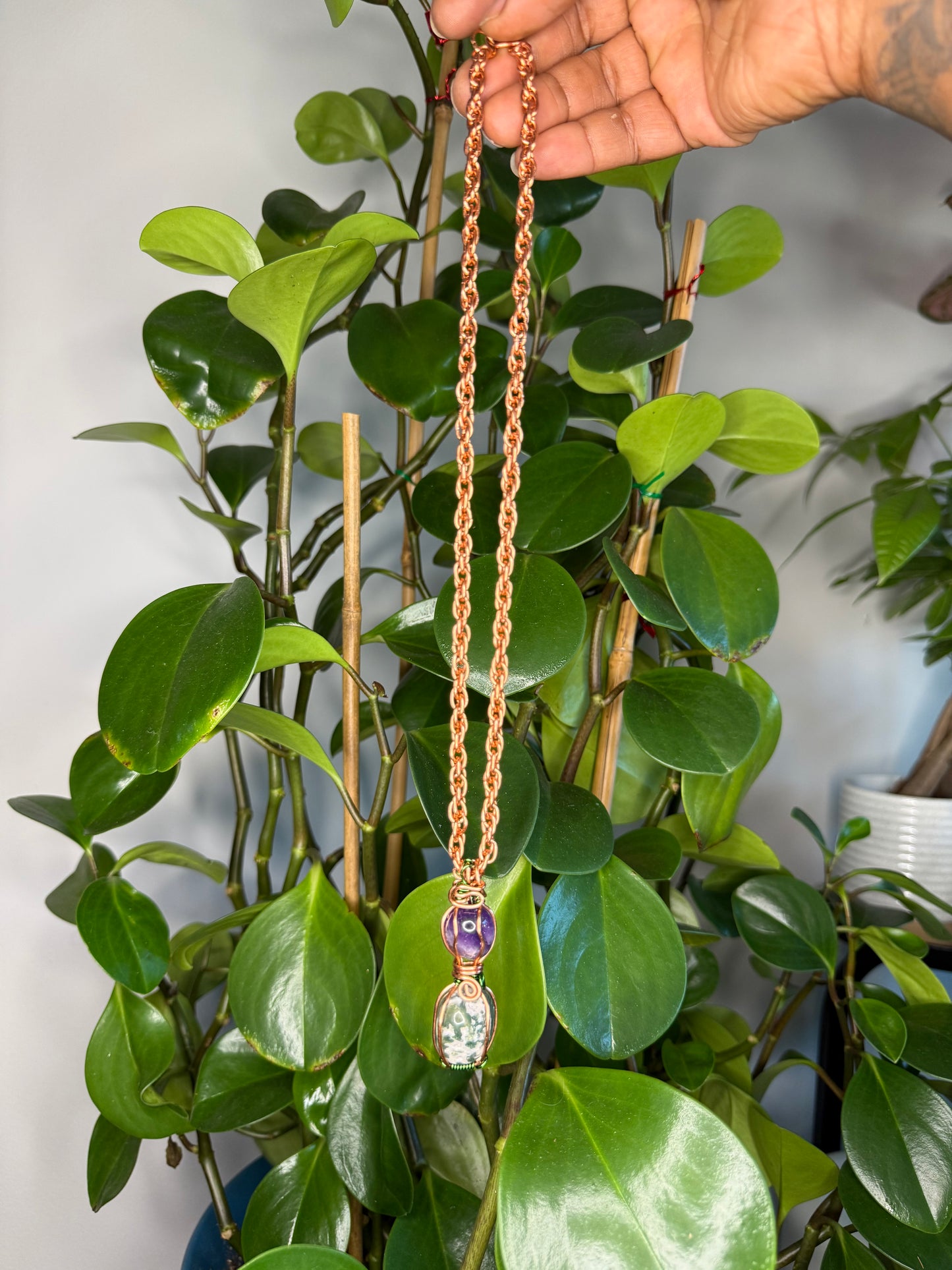 Amethyst & Moss Agate Pendant