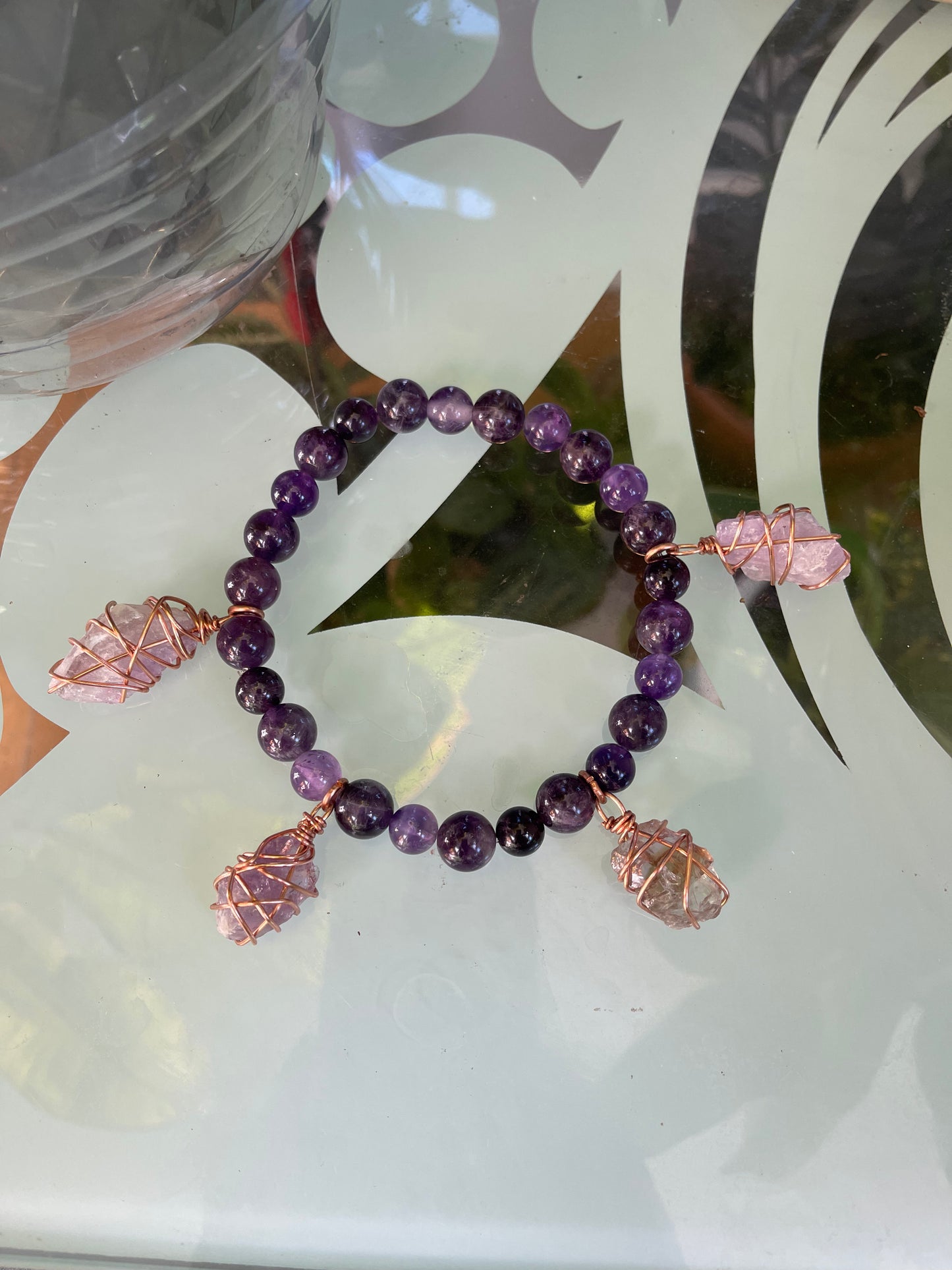 Amethyst Beaded Charm Anklet