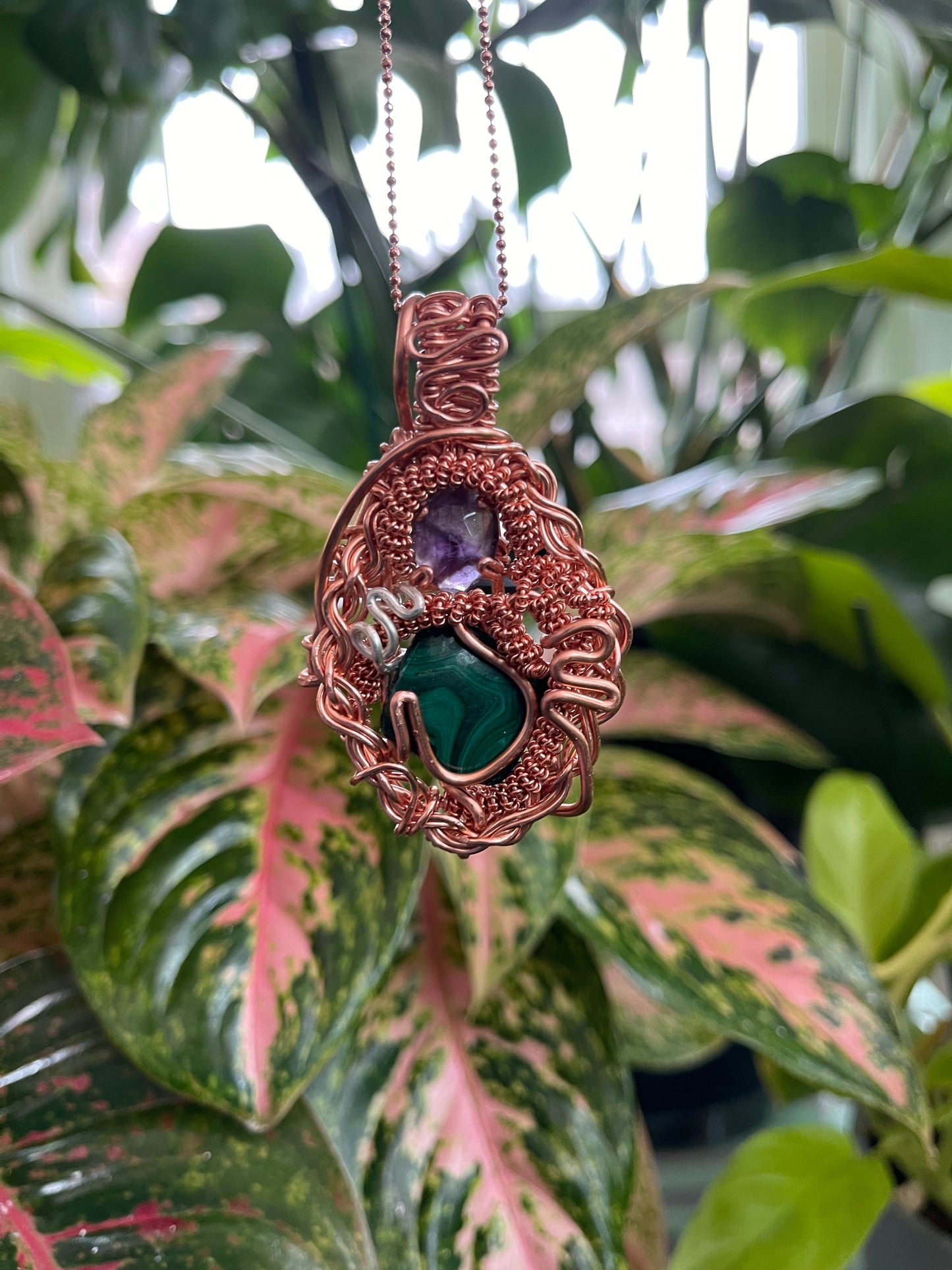 Amethyst/Malachite Pendant
