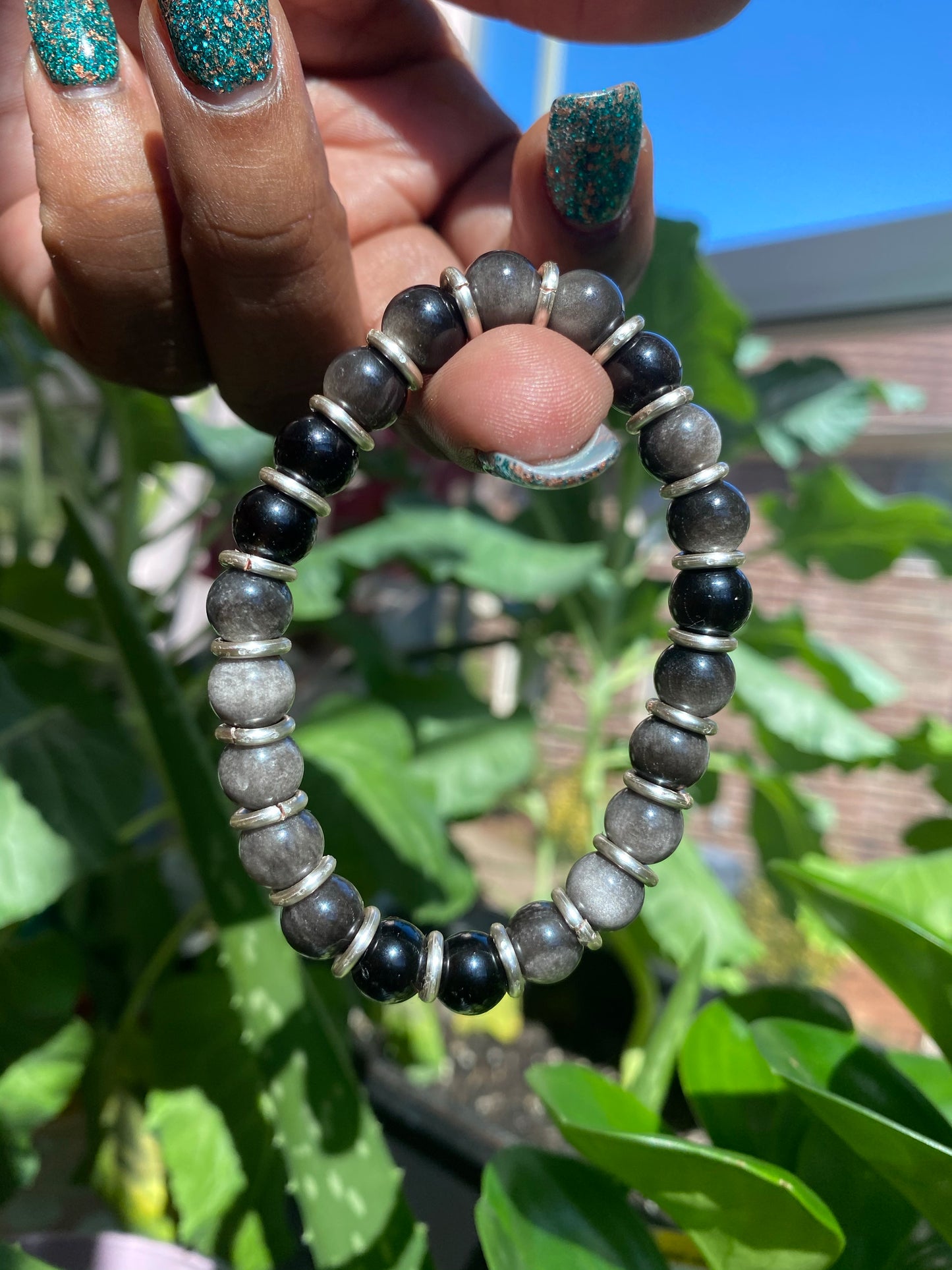 Silver Sheen Obsidian bracelet