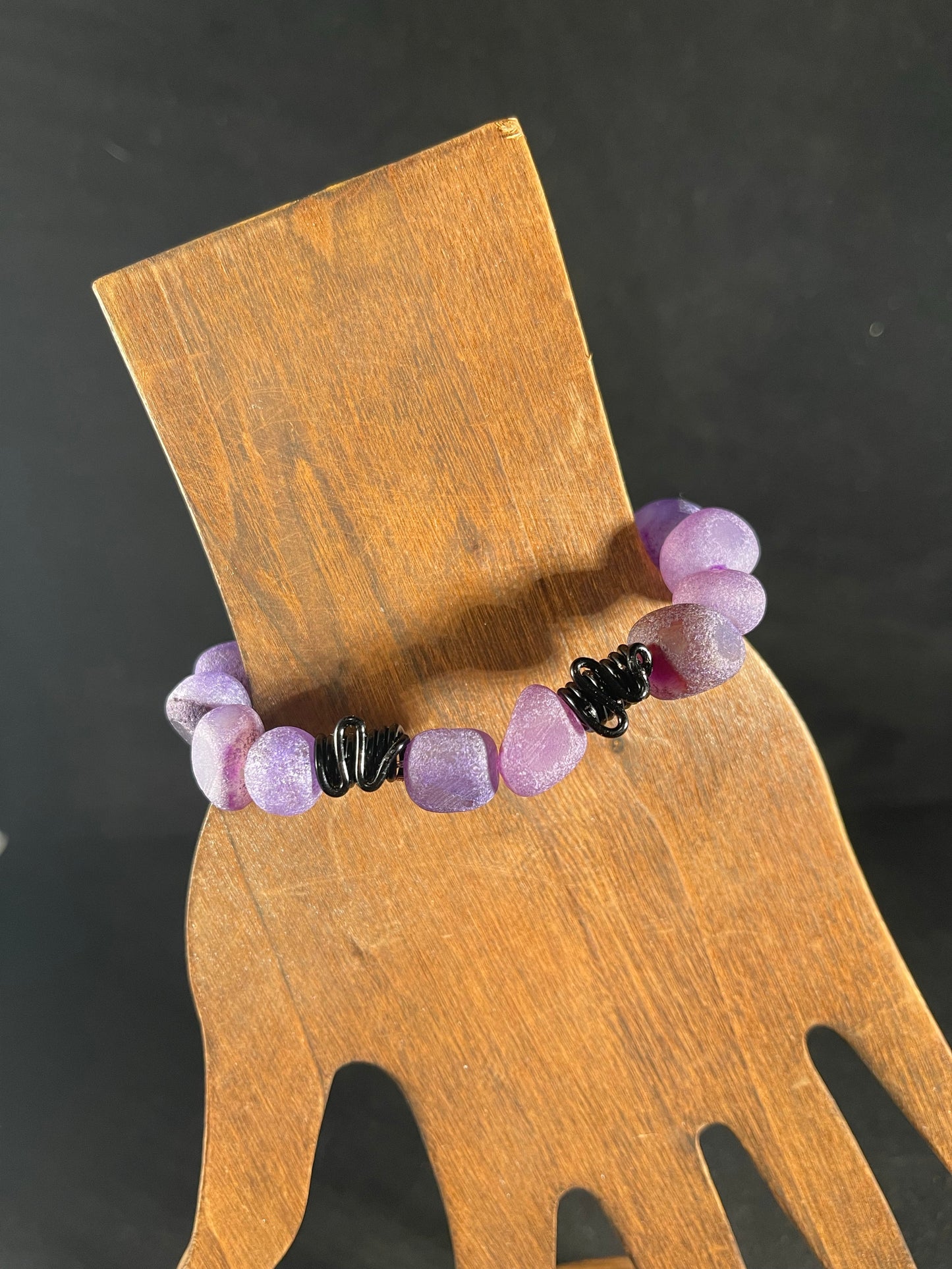 Purple Agate Pebble Bracelet