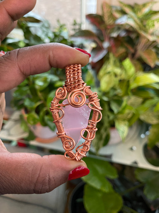 Pink Opalite Arrowhead Pendant