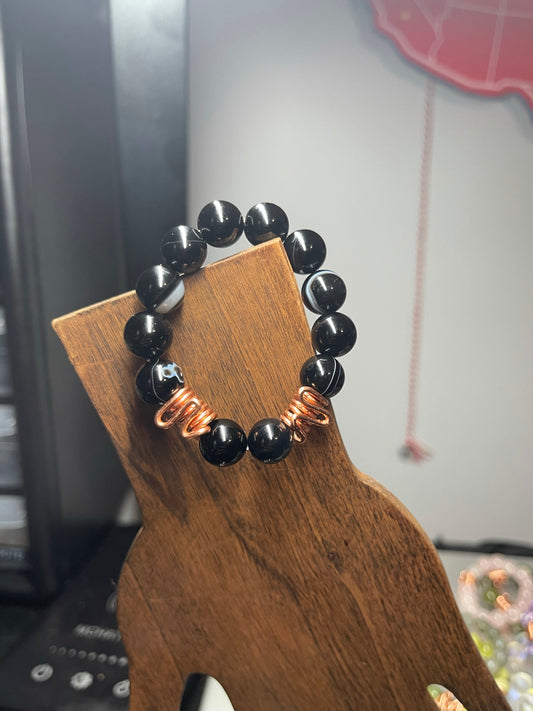 Black Agate Big Kiddie Bracelet