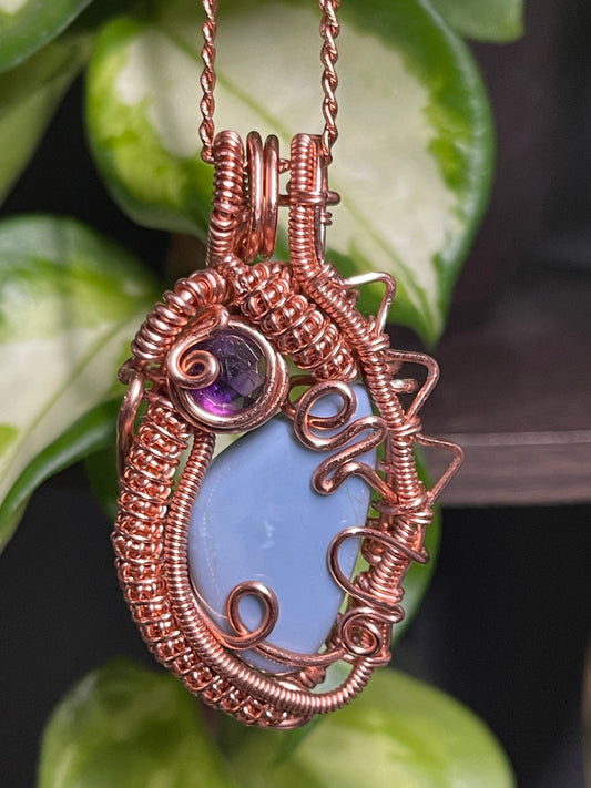 Blue Chalcedony & Amethyst
